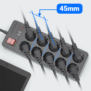 LISTWA ANTYPRZEPIĘCIOWA ZASILAJĄCA 14w1 4000 W ! OCHRONNA 10 GNIAZD + 4 USB