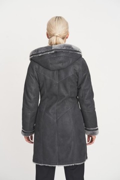 KOŻUCH DAMSKI na guziki z kapturem KD-45 XXXXL 48 Szary