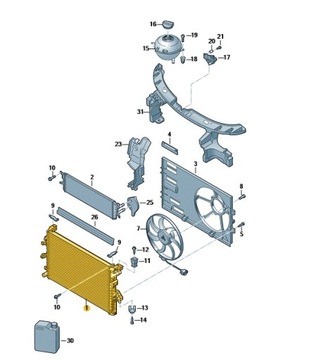 фото thumb №1, Радиаторов жидкости охлаждающей vw transporter oe: 7e0121253f