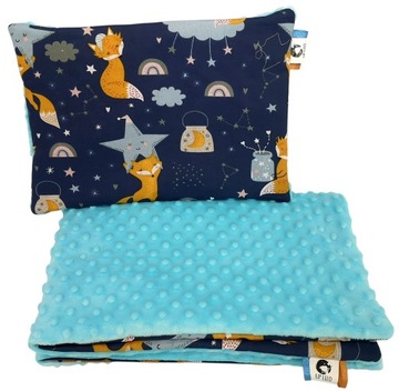 LiLo KOMPLET POŚCIELI MINKY do wózka kocyk 50x75 poduszka 25x35 bawełna 2el