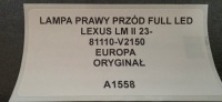 фото thumb №10, Фара правое перед полный led lexus lm ii 23- оригинал европа 81110-v2150