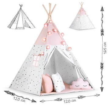 Детская палатка-вигвам TIPI TEEPEE Гирлянда Подушки Стабилизатор Nukido