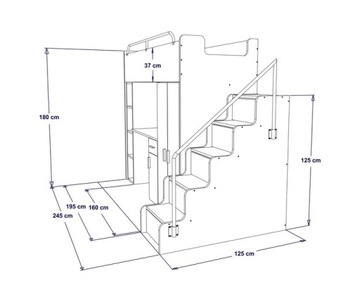 Двухъярусная кровать JSM4 80x190 с графитовыми глянцевыми фасадами