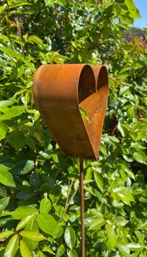 Serce rustykalne KWIAT OGRÓD DONICZKA ozdoba dekoracja 16cm na piku 50cm