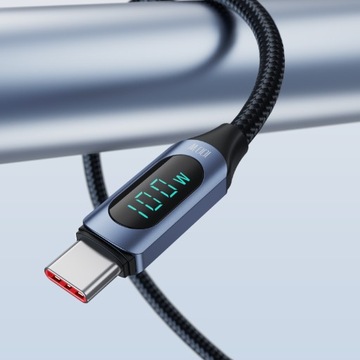 Кабель Tooki, 100 Вт, USB тип C — кабель USB типа C, 2 м, с дисплеем