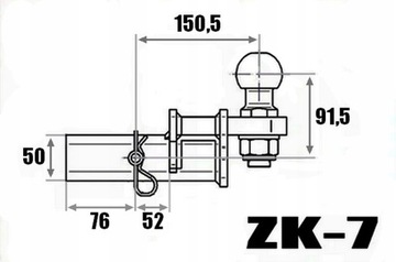 50x50mm KULA HAKA USA ADAPTER ZACZEP HAK KOŃCÓWKA