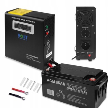 Настенный источник аварийного питания UPS SINUS PRO 800 Вт + аккумулятор AGM 65 Ач