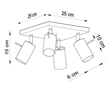 LAMPA LED PLAFON NA SUFIT RULLO 4-PUNKTOWY BIAŁY DO JADALNI SALONU HOLU