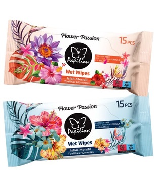 ВЛАЖНЫЕ САЛФЕТКИ PAPILION FLOWER PASSION С ЦВЕТОЧНЫМ ЗАПАХОМ, 15 шт.