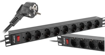 RACK PDU POWER STRIP 1U 19 16A 9X SCHUKO 3M ЧЕРНЫЙ переключатель LANBERG
