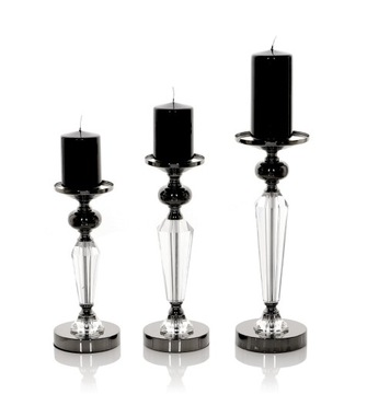 Подсвечник Glamour Lantern Chrome Crystal черный