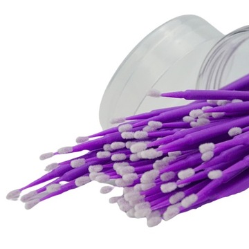 MIKRO APLIKATORY DO RZĘS BEZWŁÓKIENKOWE W TUBIE MICROBRUSH FIOLET 100 sztuk