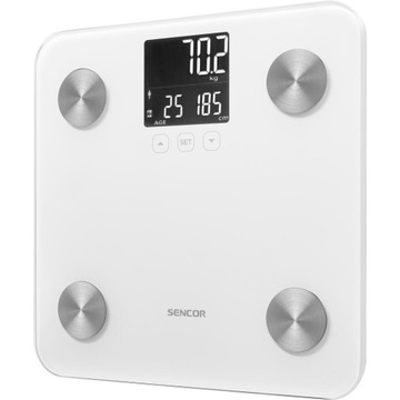 Аналитические весы для ванной комнаты Sencor 6025W Fitness, измерение содержания жира в воде, умные