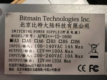 Блок питания Bitmain APW3++12-1600 12В A3