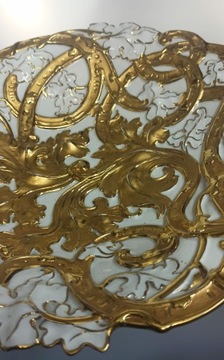PATERA MIŚNIA MEISSEN BOGATA W SATYNOWE ZŁOCENIA