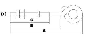 ПОВОРОТНЫЙ КРЮК, УШИНКА M8x160 мм