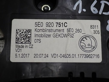 фото thumb №8, Спидометр приборы европа 5e0920751c skoda octavia iii 5e 1.6 tdi 17r