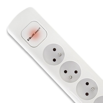 50278 Удлинитель Qoltec с 6 розетками, 1,8 м, белый