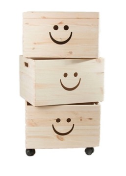 Деревянные ящики Ящики TRIO SMILE 39x30x74 см Контейнер PINUS на колесах