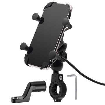 MC7C+ BM28 + BM32 UCHWYT NA TELEFON USB 2.1A MOTOCYKLOWY KIEROWNICA