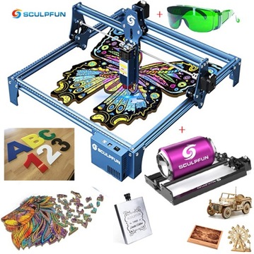 Лазерный гравировальный станок SCULPFUN S9 + вращающийся ролик