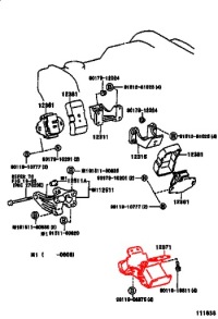 Подушка кронштейн двигателя задний  toyota 4-runner hilux land cruiser prado 90 Недорого, фото thumb