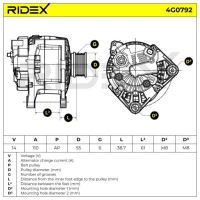 фото thumb №7, Ridex 4g0792 генератор генератор 110a 12v do renault twingo ii cn0
