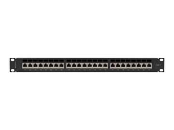 Патч-панель Lanberg 19 24xRJ45 1U черный экран кат.7