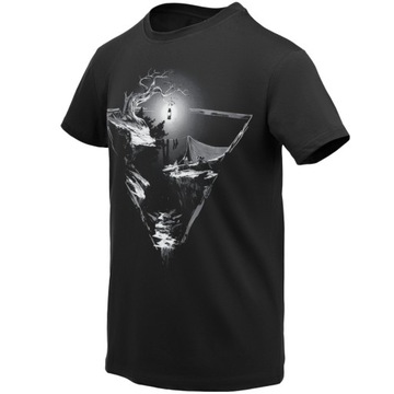 KOSZULKA MĘSKA BAWEŁNIANA T-SHIRT HELIKON NIGHT VALLEY NA CO DZIEŃ CZARNA