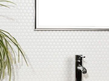 КЕРАМИЧЕСКАЯ МОЗАИКА PENNY DOTS, БЕЛЫЙ МАТОВЫЙ