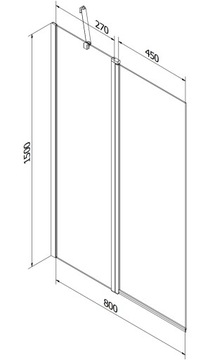 MEXEN FLIP ШТОРКА ДЛЯ ВАННЫ 1-S 80 СМ ЧЕРНАЯ