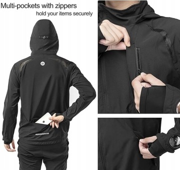 ROCKBROS Męska Kurtka Rowerowa Elastyczna Oddychająca Bieganie Softshell L