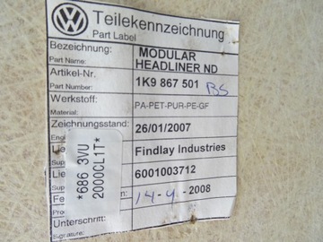 фото thumb №12, Потолок потолок vw golf v 5 vi 6 универсал 1k9 1k9867501bs