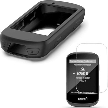 КОМПЛЕКТ для GARMIN EDGE 530 1x чехол черный силиконовый ЧЕХОЛ + ЗАКАЛЕННОЕ СТЕКЛО