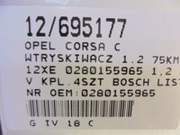 фото thumb №7, Opel corsa c форсунки 0280155965 1,2 16v kpl.4szt