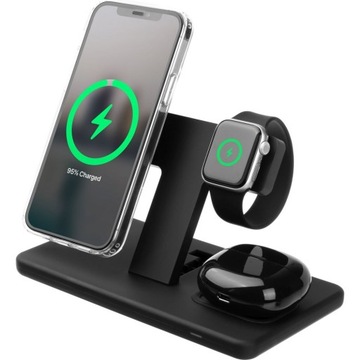 Быстрое индуктивное зарядное устройство 3 в 1 с фиксированным Qi 15 Вт для MagSafe для iPhone 15/14/13