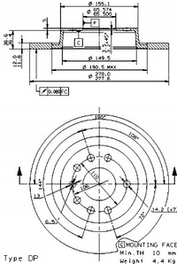 фото thumb №2, Brembo 08.9511.11 диск гальмівна