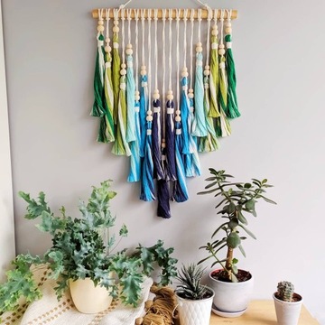 makrama chwosty kolorowa boho zielona niebieska