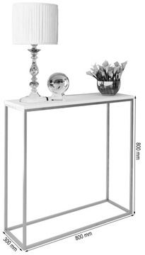 Nowoczesna Konsola Toaletka Przedpokój Loft 80x30x80 Biała+Czarny Połysk