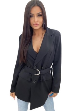 Итальянский жакет, куртка, пуговицы, ремень, черный, Zara