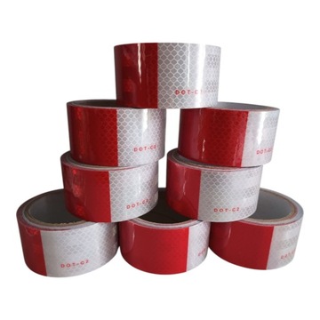 фото thumb №16, Стрічка попереджувальна плівка відбивна білий червона 50mm grandes