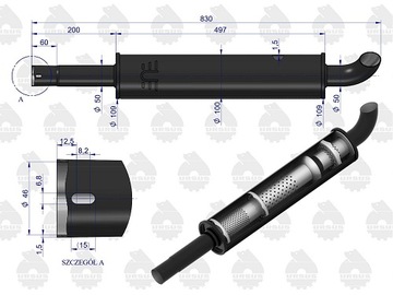 Глушитель короткий круглый 830мм C-330 EMALIA URSUS