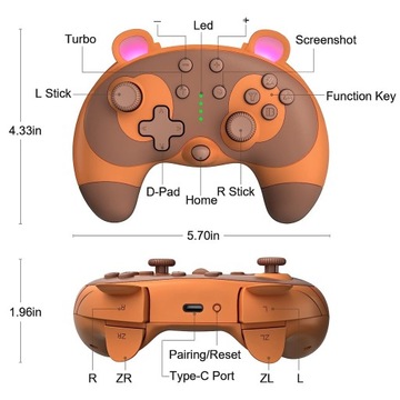 Pad bezprzewodowy do konsoli Nintendo Switch brązowy