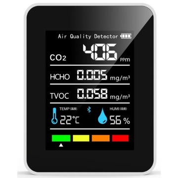 ДЕТЕКТОР CO2 TVOC HCHO ТЕРМОМЕТР 5В1