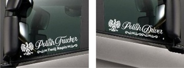 Naklejka na tira POLISH TRUCKER DRIVER Orzełek *IMIĘ *WZORY *KOLORY *42cm