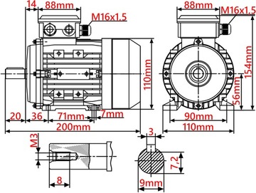 SILNIK ELEKTRYCZNY 0,09kW 400V 1400obr 3FAZOWY