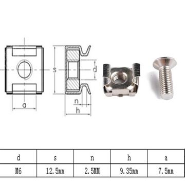 Упаковка 4x10 — закладные гайки M6*20 для монтажа в стойку и