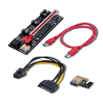 Qoltec Riser PCI-E 1x–16x/USB 3.0/вер. 009S Plus/SATA/PCI-E 6-контактный