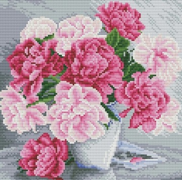 Zestaw haft krzyżykowy kwiaty mulina nadruk 30x30