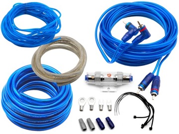 MOCNE PRZEWODY KABLE 8mm2 do WZMACNIACZ SUBWOOFER TUBA ZESTAW ZASILANIE
